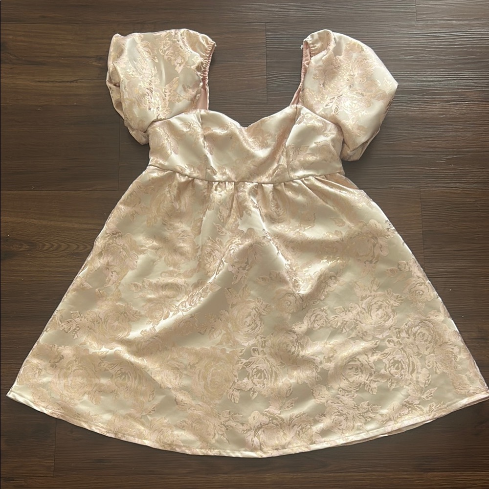 Altar’d State Blush and Gold Floral Dress